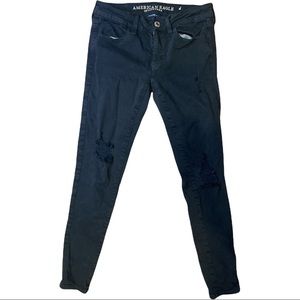 American Eagle Outfitters Ripped Black Pants Size 4 Super Stretch Jeggings
